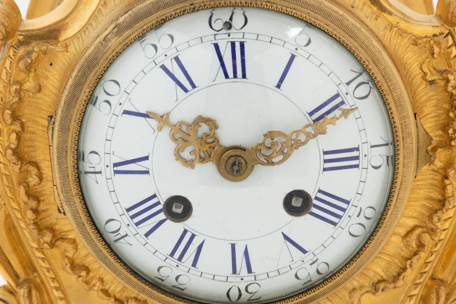 A Louis XV Style Gilt Bronze Mantel Clock