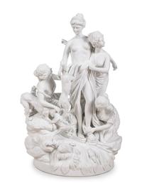A Sèvres Style Bisque Porcelain Group Depicting the Bath of Diana
