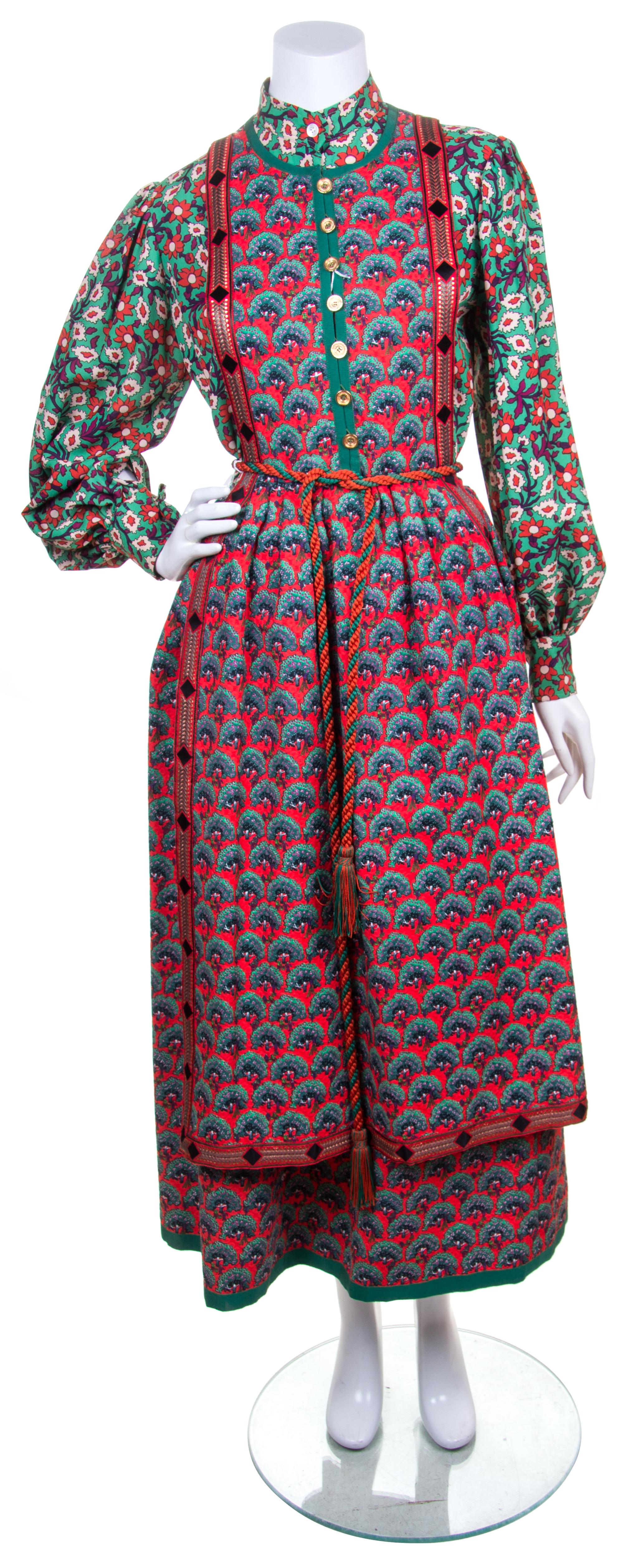 A Lanvin Multicolor Printed Ensemble, Blouse size 40.