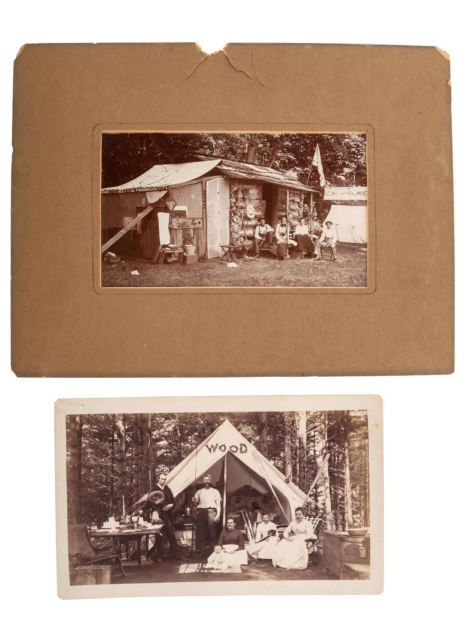 [ENTERTAINMENT]. A group of photographs and ephemera of early 20th-century entertainments, featuring bands, amusement parks, beaches, theater, camping, and the circus, including: