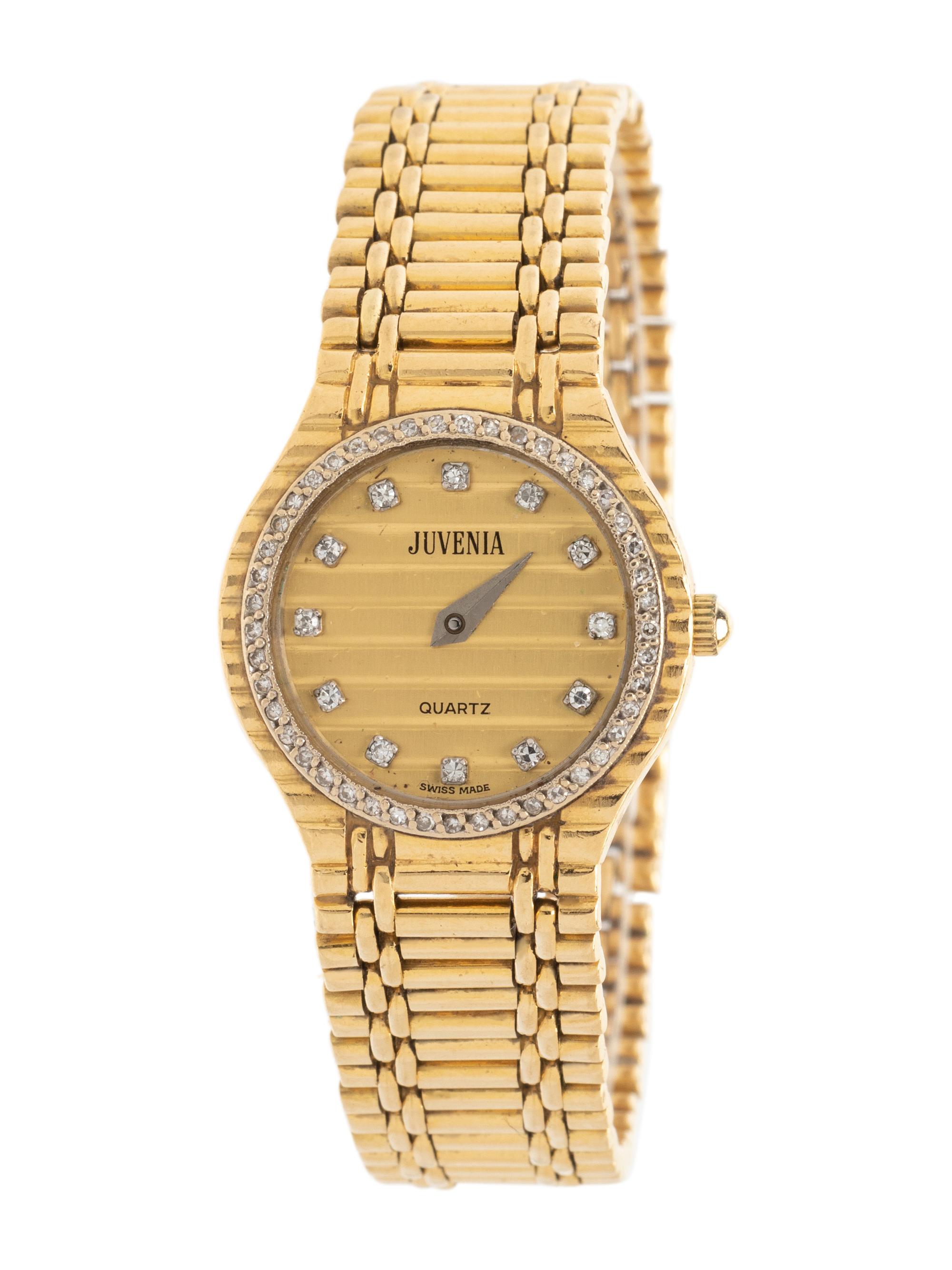 JUVENIA, 18K YELLOW GOLD AND DIAMOND WATCH