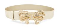 A Judith Leiber Gold Metallic Belt, Size small. 33.5"