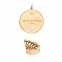 YELLOW GOLD AND DIAMOND 'THANK YOU' CHARM AND RING