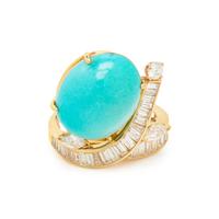 YELLOW GOLD, TURQUOISE, AND DIAMOND BYPASS COCKTAIL RING