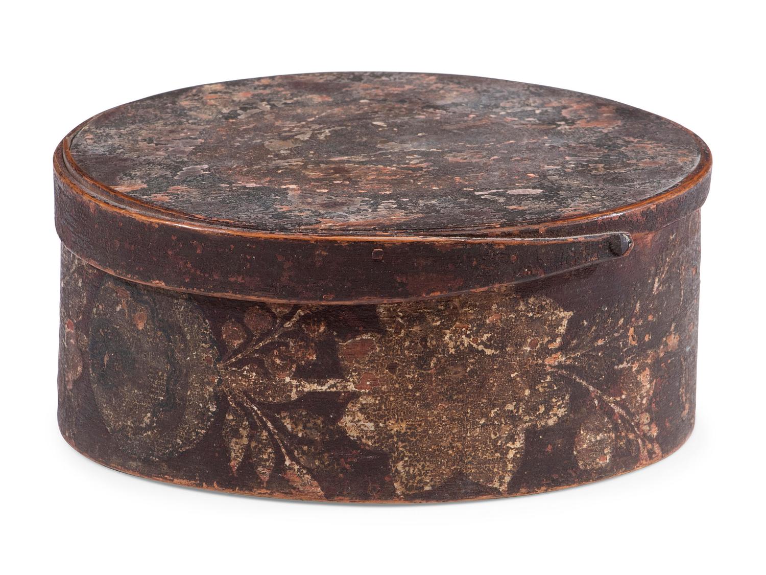 A Polychrome Paint and Floral-Decorated Splint Box
