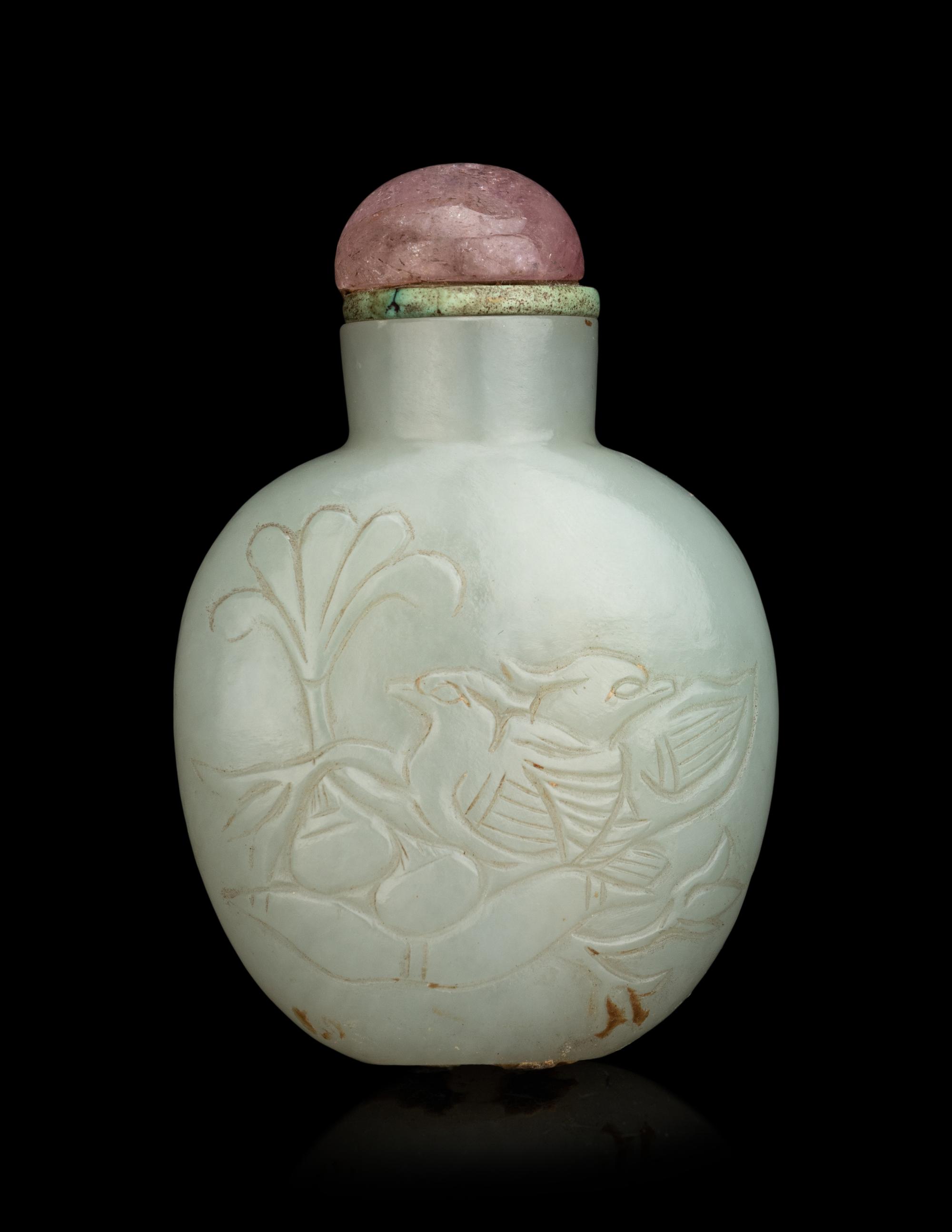 A Chinese Pale Celadon Jade Snuff Bottle