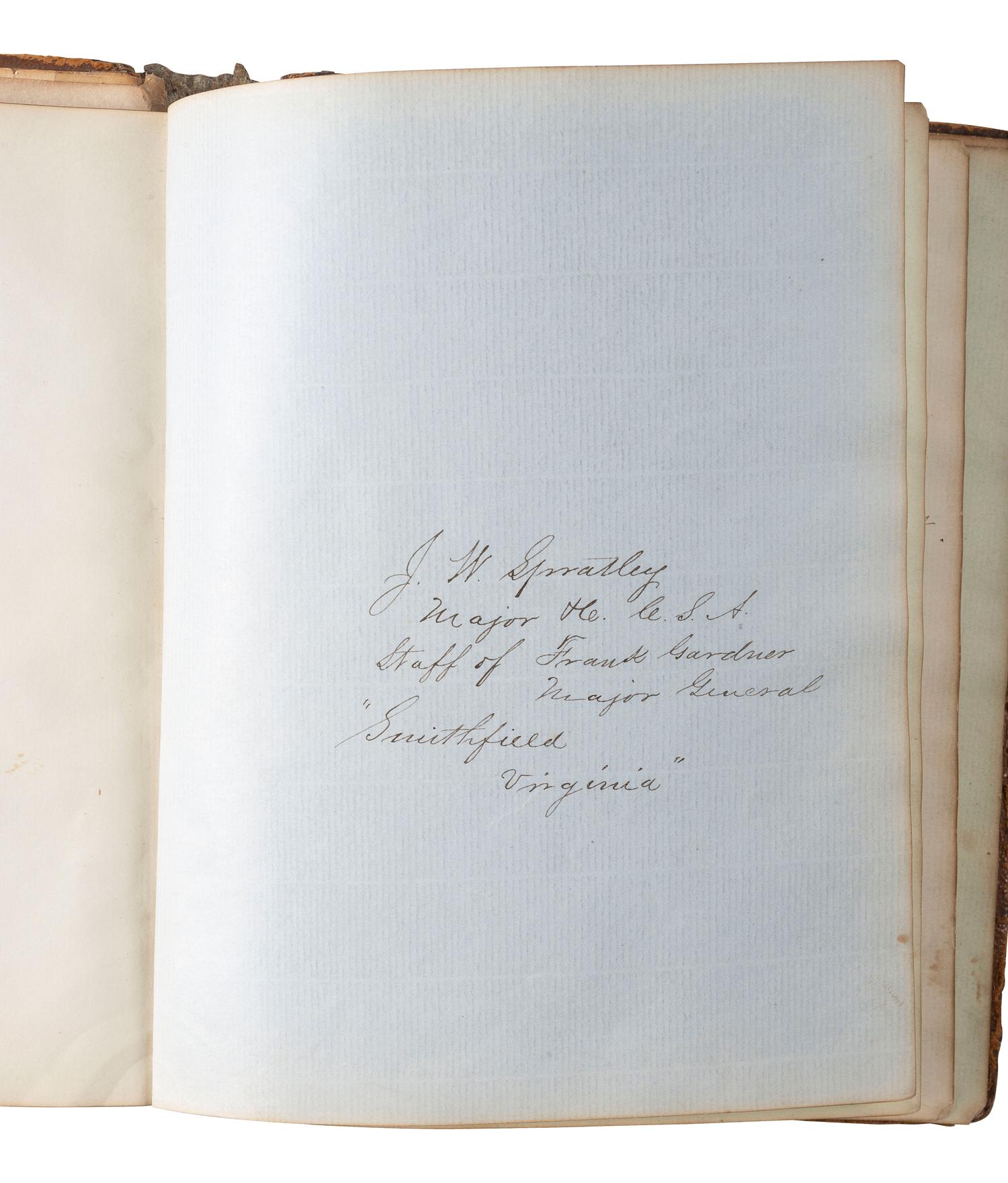 [CIVIL WAR]. An autograph album, ca 1863-1865, featuring the signatures of Confederate POWs held at Fort Delaware, including soldiers from "The Immortal Six Hundred."