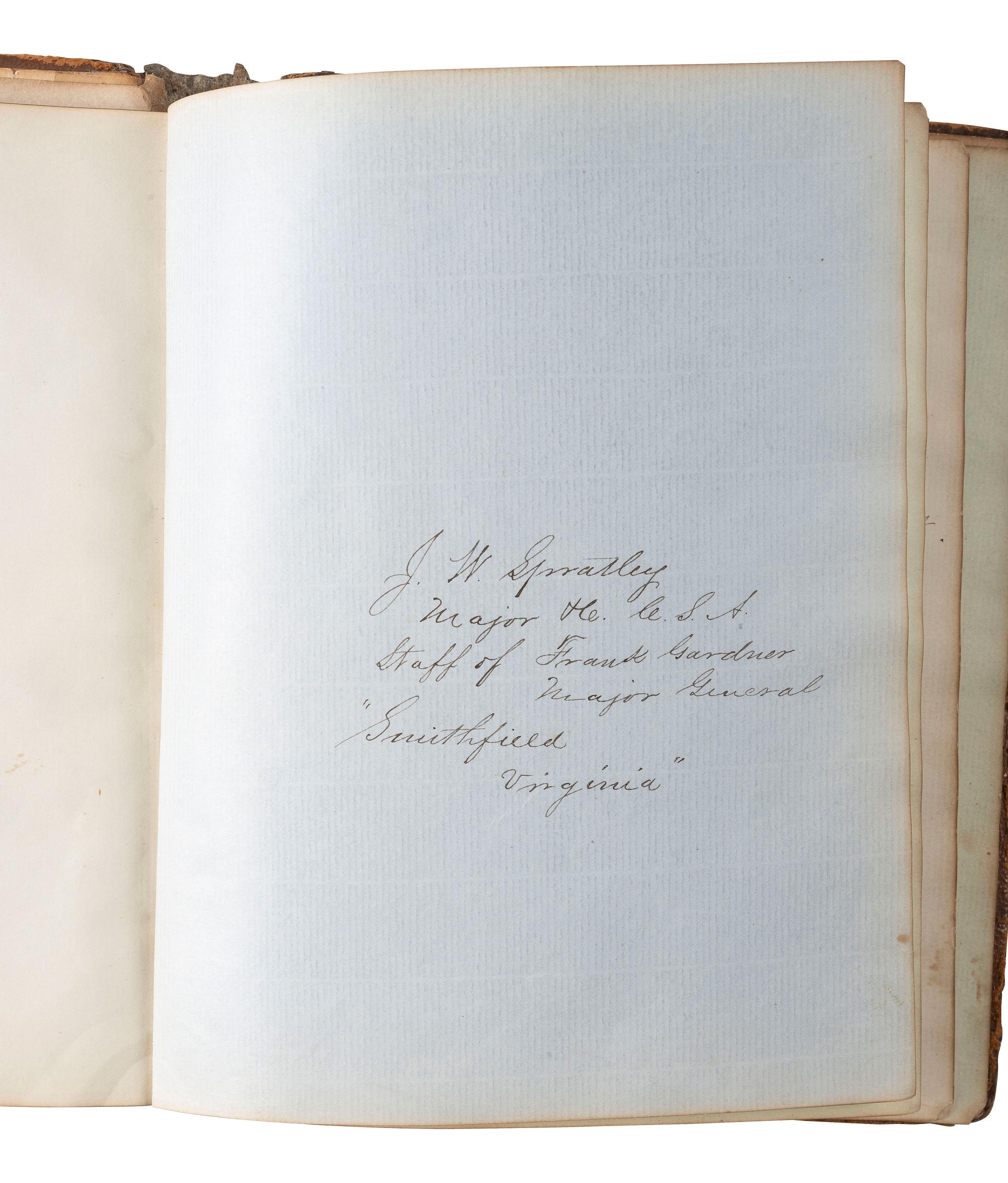 [CIVIL WAR]. An autograph album, ca 1863-1865, featuring the signatures of Confederate POWs held at Fort Delaware, including soldiers from "The Immortal Six Hundred."