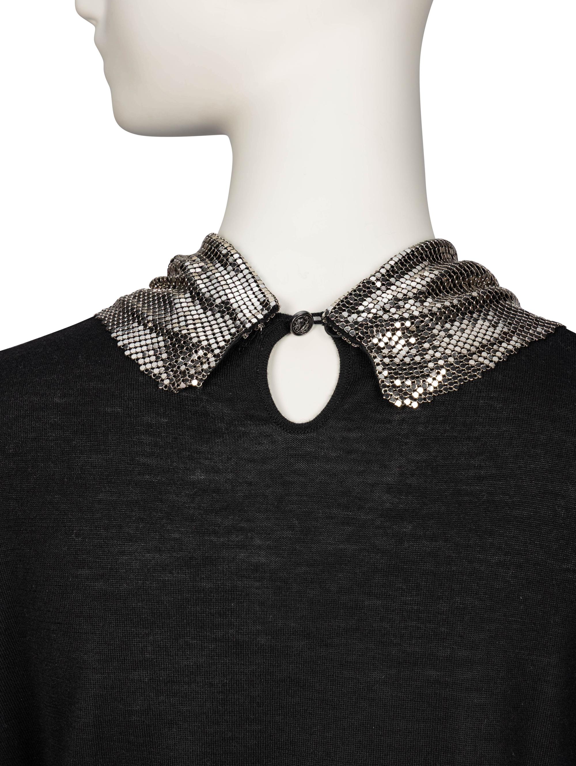 Chanel, Cashmere Shirt with Removable Metal Mesh Scarf