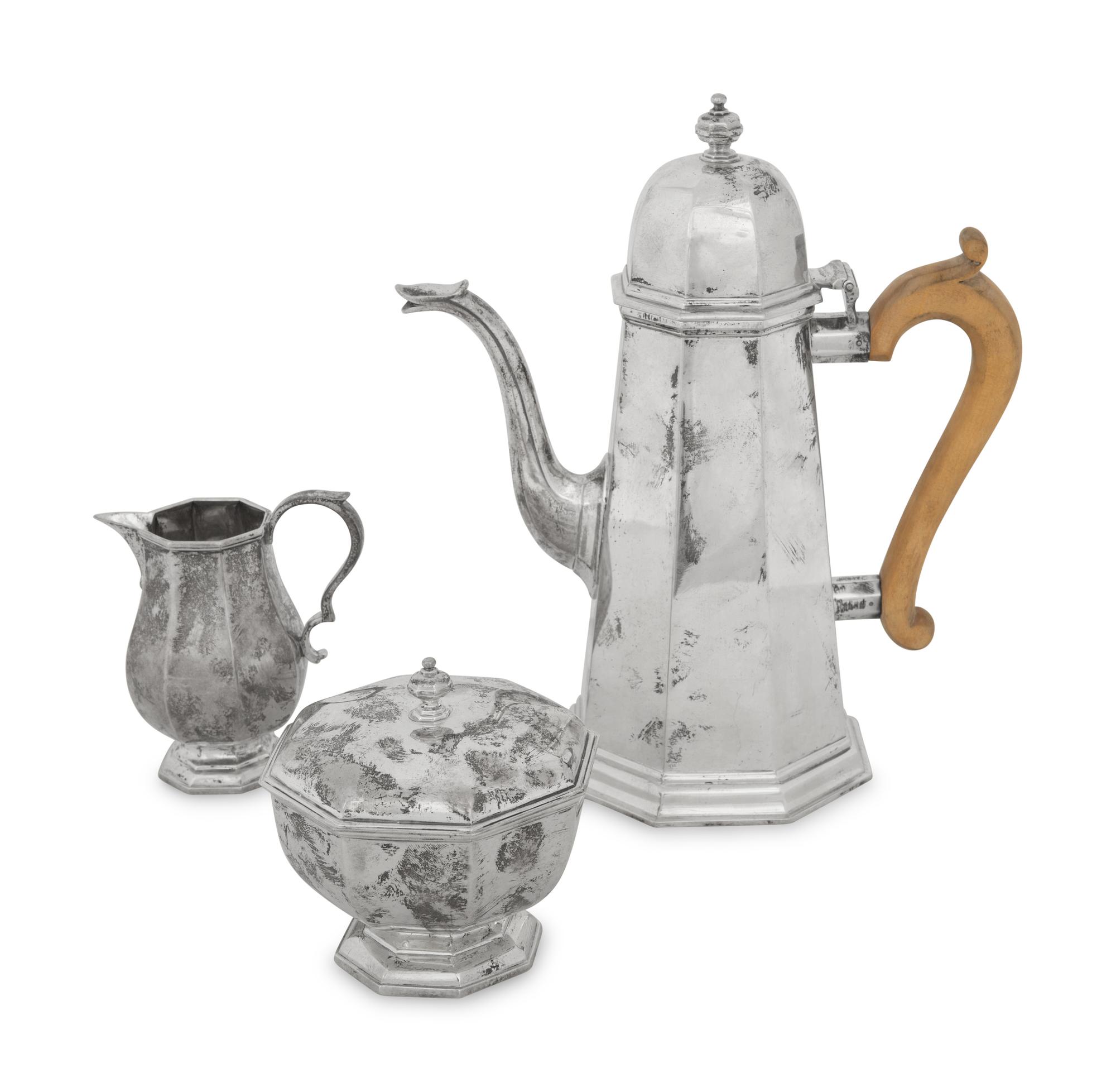 An English Silver Three-Piece Coffee Service