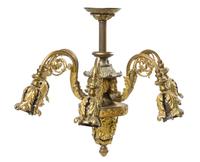 A Continental Gilt Bronze Six-Light Chandelier Diameter 23 1/2 inches.