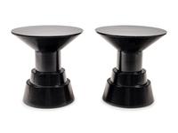 A Pair of Black Painted Pedestals
