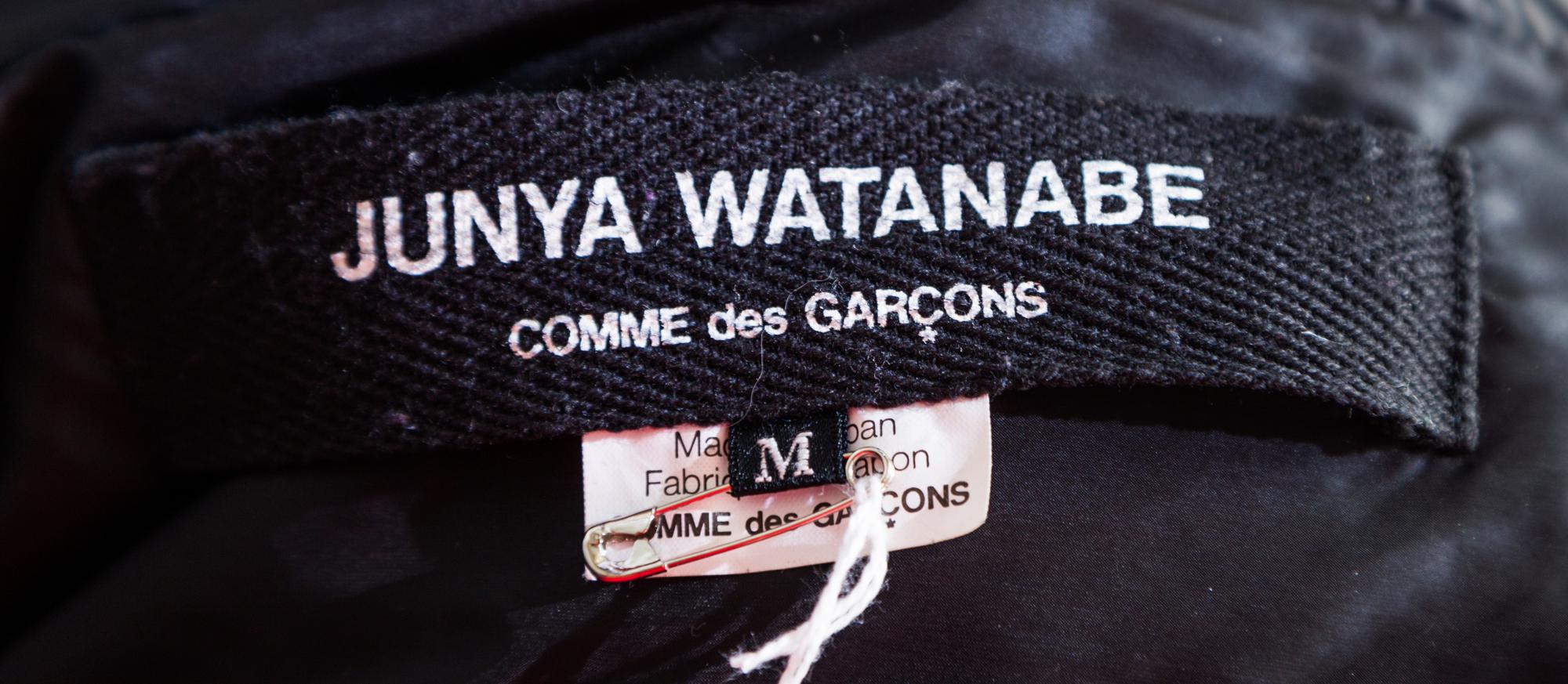 A Junya Wantanabe Black Puffer Coat, Coat size M; Scarf 75" x 12".