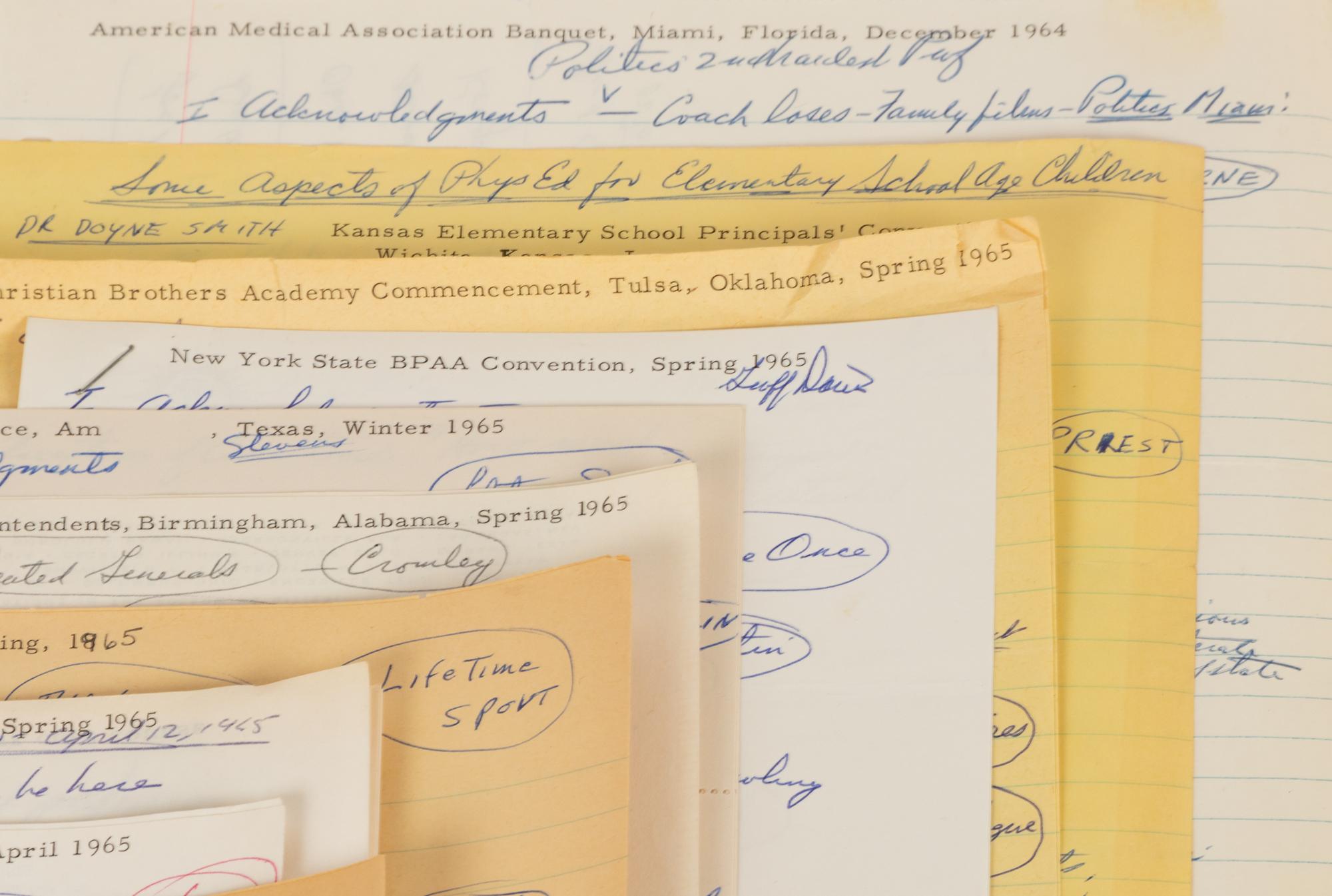 A Group of Sports and Political Speeches From the Collection of of Hall of Fame Oklahoma Football Coach Bud Wilkinson