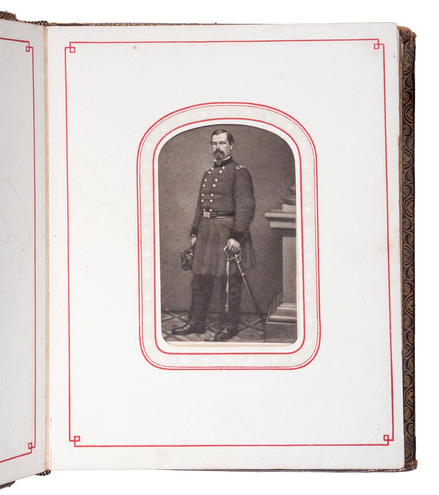 Patriotic album containing 24 engraved CDVs of Union generals. New York: Leavitt & Allen, 1862.