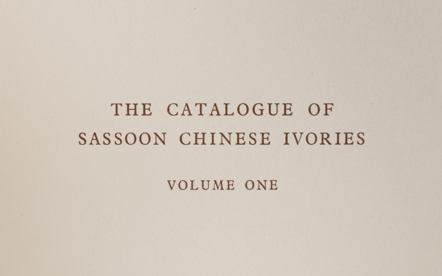 [IVORY] LUCAS, Sydney Edward, compiler. The Catalogue of Sassoon Chinese Ivories . London: Country Life and New York: Charles Scribner's, 1950.