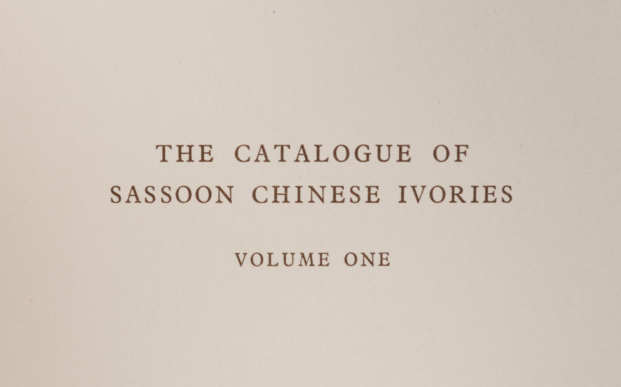 [IVORY] LUCAS, Sydney Edward, compiler. The Catalogue of Sassoon Chinese Ivories . London: Country Life and New York: Charles Scribner's, 1950.