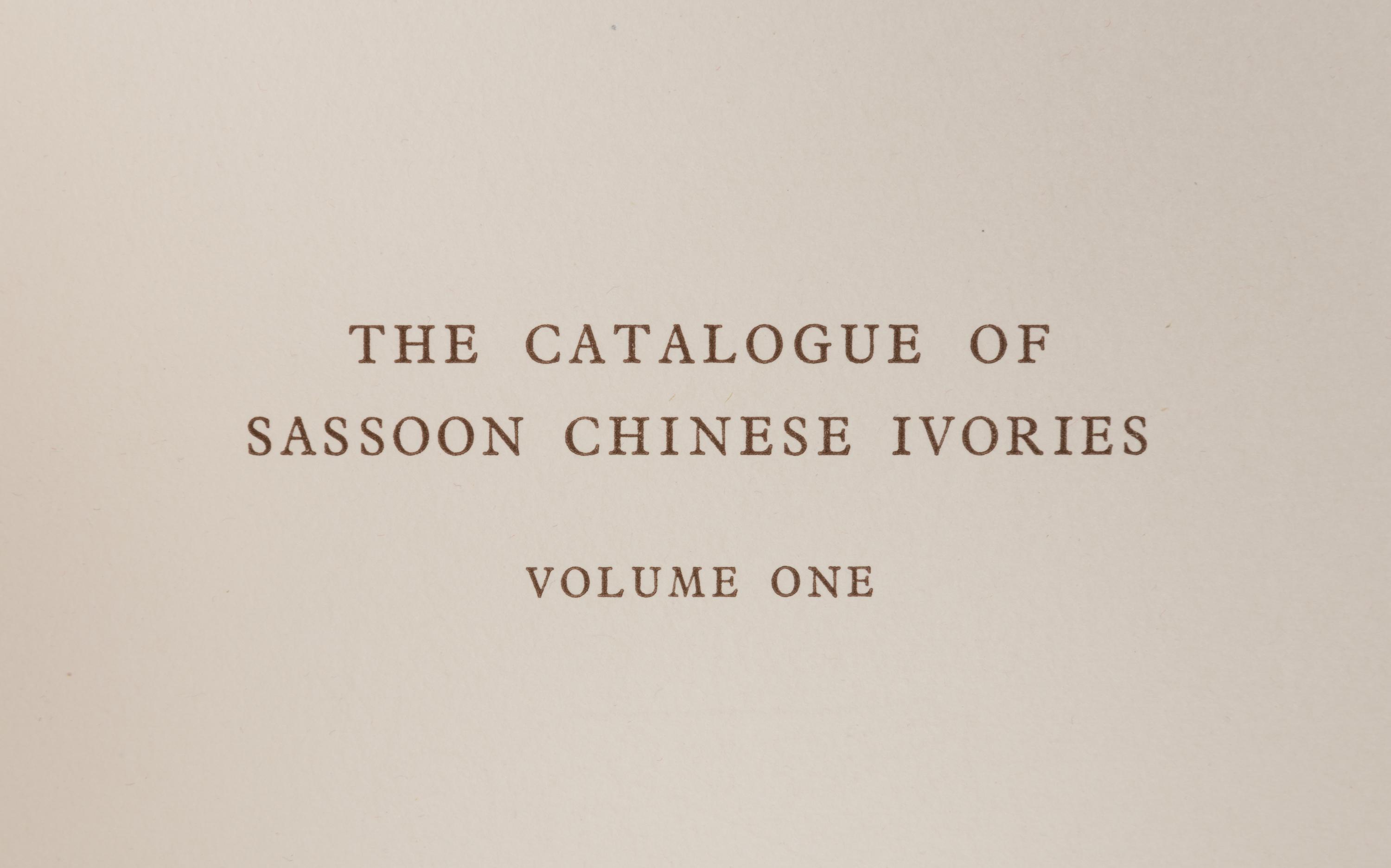 [IVORY] LUCAS, Sydney Edward, compiler. The Catalogue of Sassoon Chinese Ivories . London: Country Life and New York: Charles Scribner's, 1950.