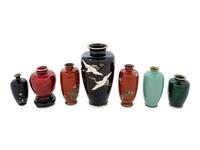 Seven Japanese Cloisonné Enamel Cabinet Vases