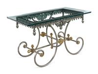 A Steel and Brass Glass-Top Pastry Table