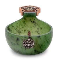 A Russian 14-Karat Gold, Enamel, Diamond and Paste Mounted Jade Kovsh