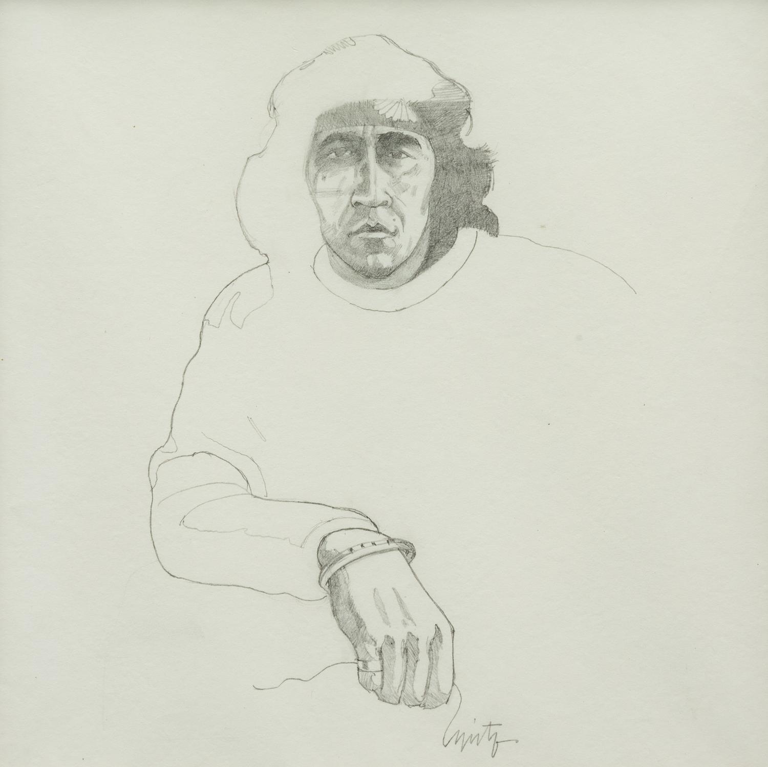 Two Works: Two Figures and Indian with Headband, together with a letter from the artist
