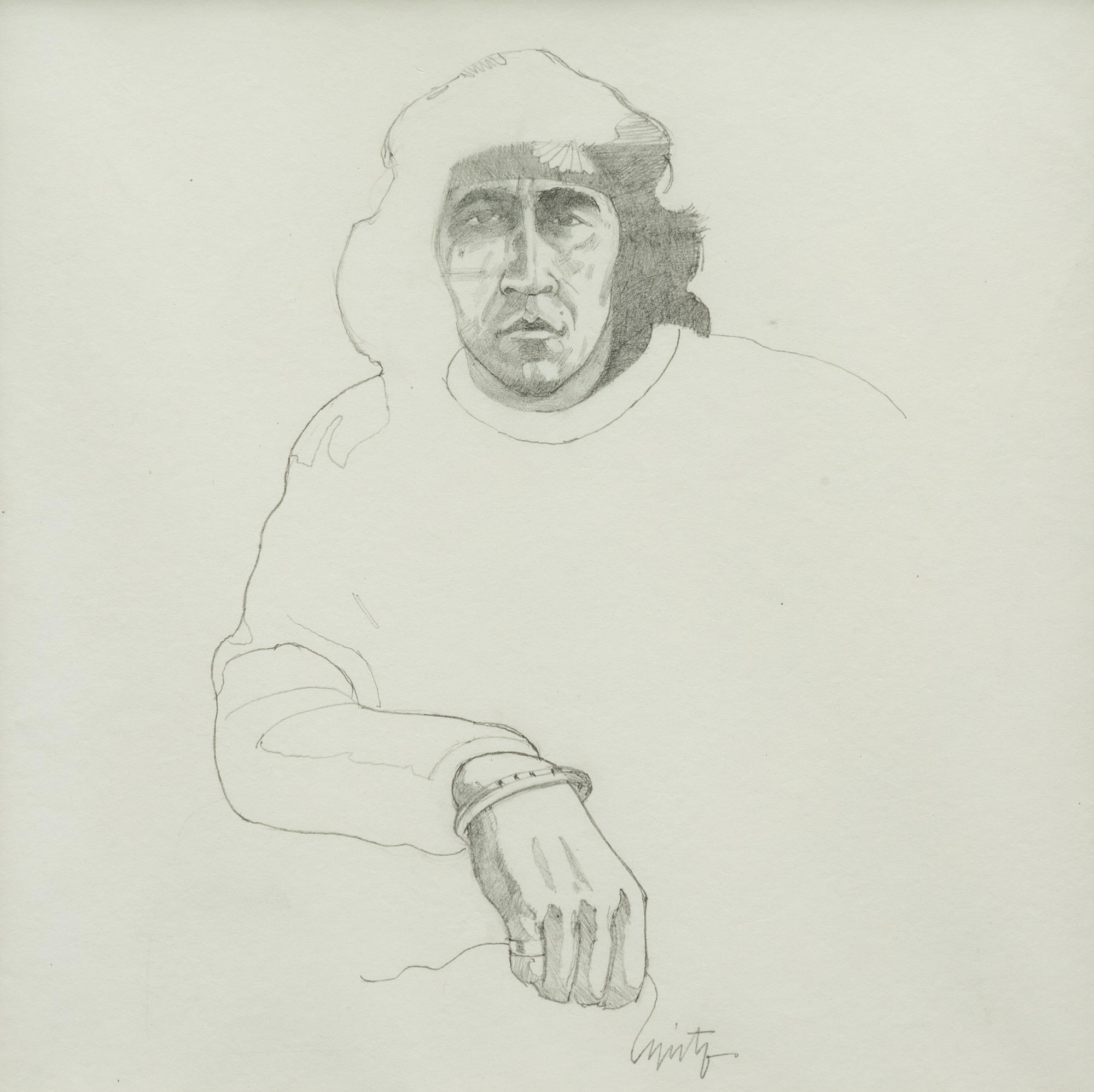Two Works: Two Figures and Indian with Headband, together with a letter from the artist