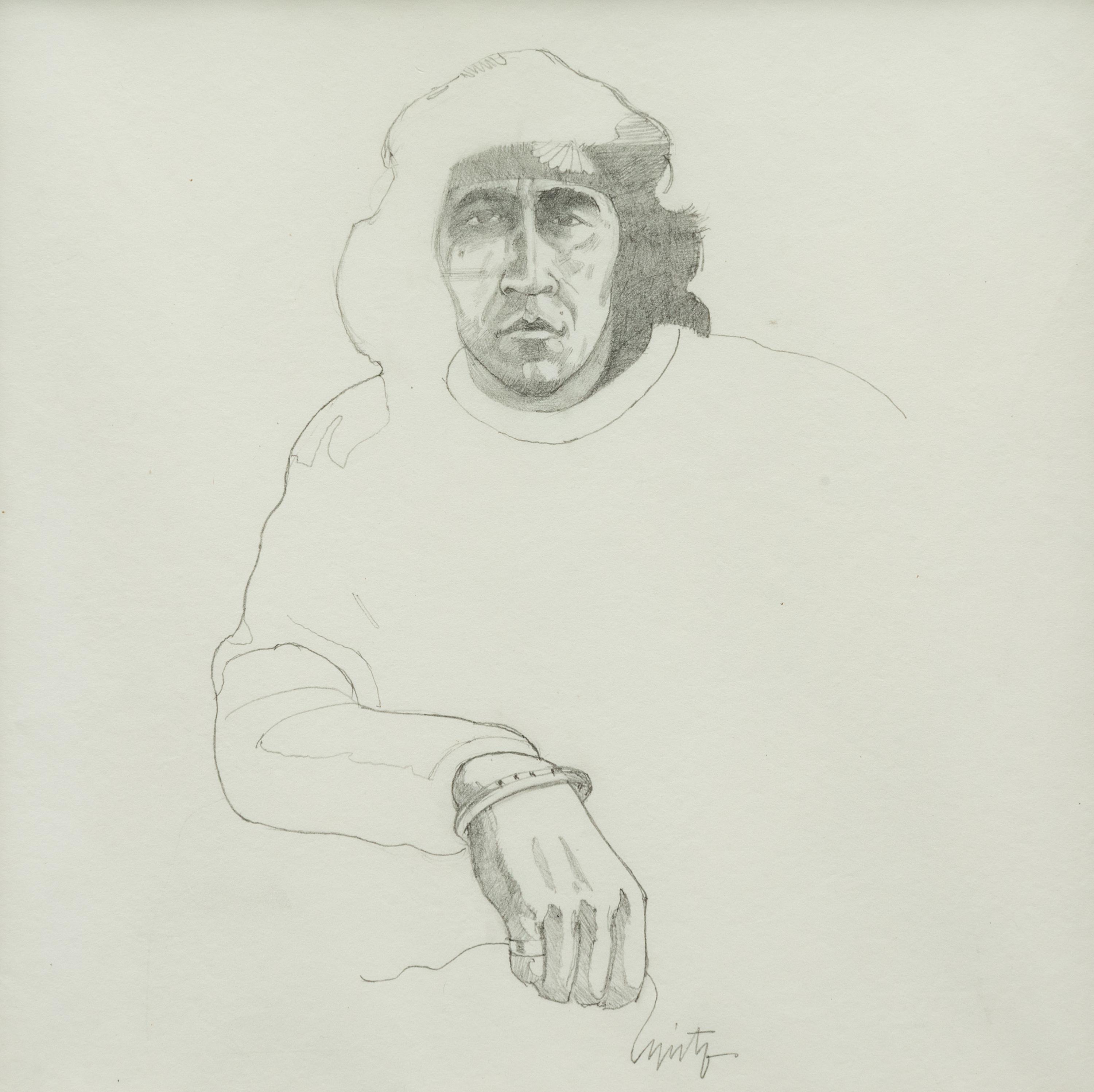 Two Works: Two Figures and Indian with Headband, together with a letter from the artist