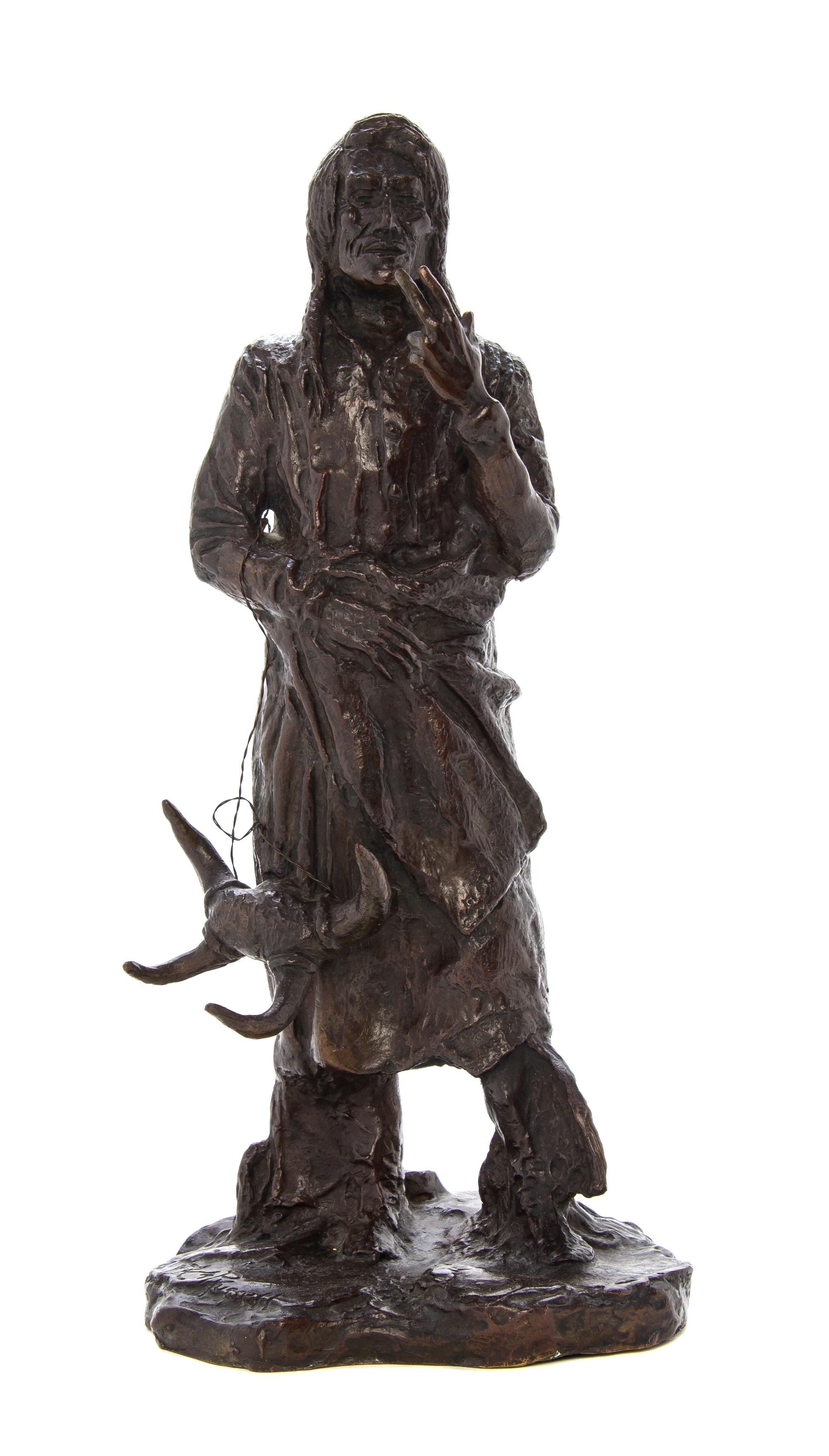 An American Bronze Figure, Charles M. Russell (1864-1926), Height overall 15 inches.