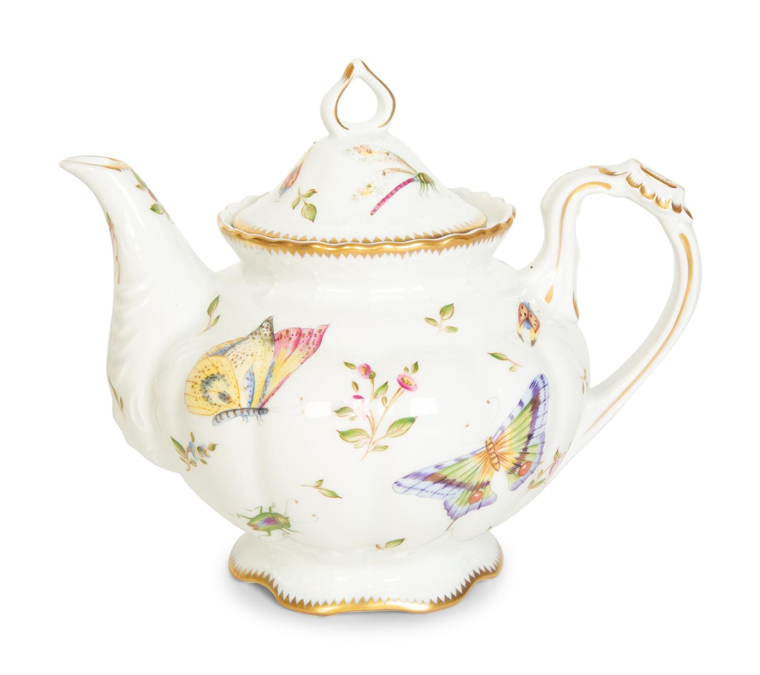 Nine Anna Weatherly Butterfly Meadow Pattern Porcelain Articles by Pirkenhammer