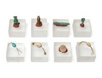 A Group of 10 Egyptian Faience Amulets and Scarabs
