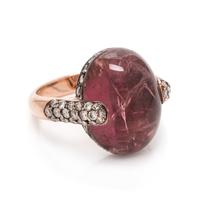 A 14 Karat Rose Gold, Tourmaline and Diamond Ring,
