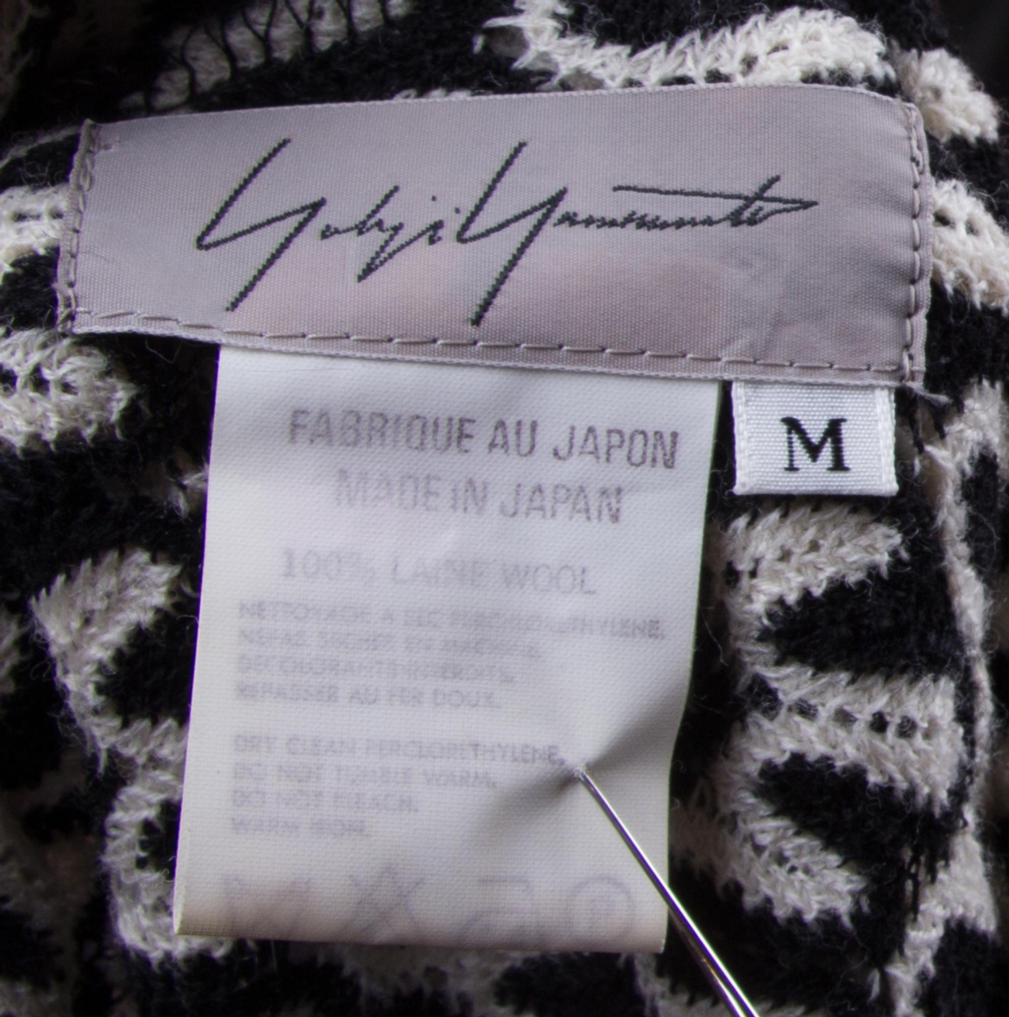 A Yohji Yamamoto Black and White Wool Knit Skirt Ensemble, Size M.