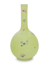 A Lime Green-Ground Sgraffito 'Floral' Bottle Vase