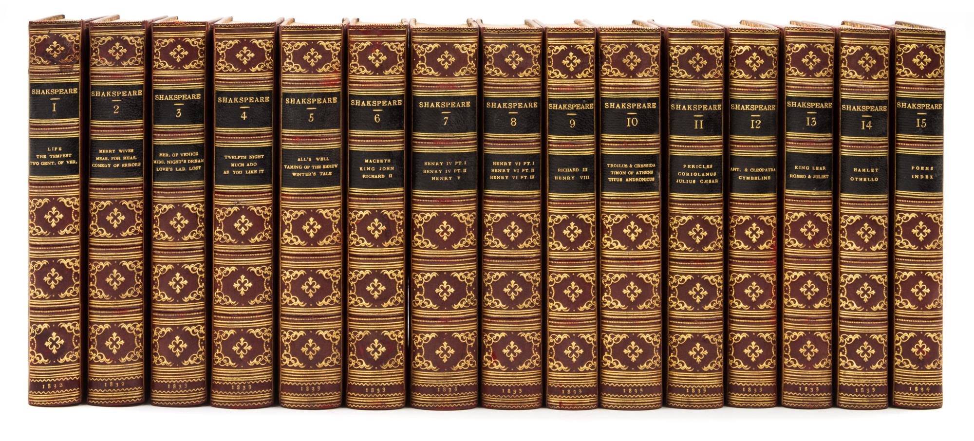 SHAKESPEARE, WILLIAM. The Plays and Poems. London, 1832-1834. 15 vols.
