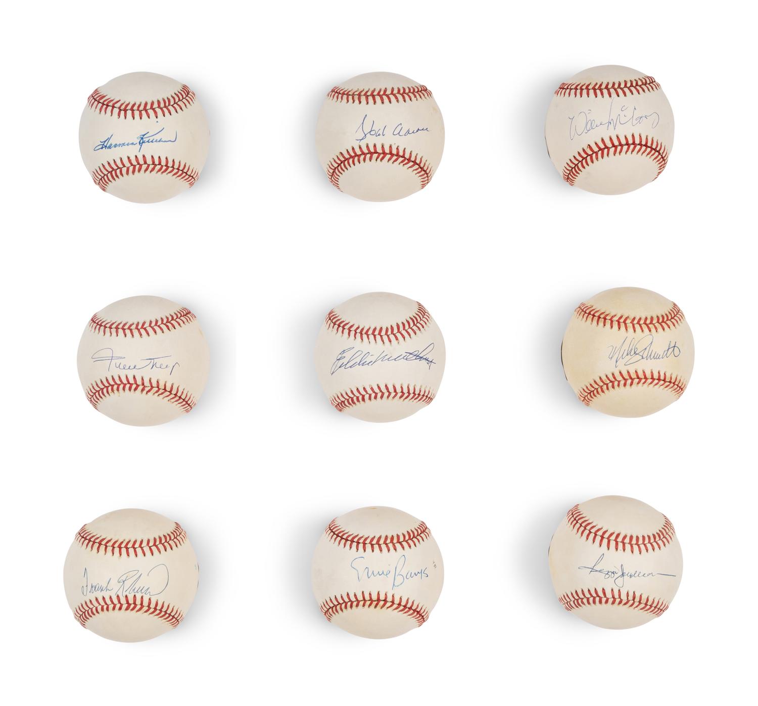 A Group of Nine 500 Home Run Club Single Signed Autograph Baseballs (Beckett Authentication Services Certified),