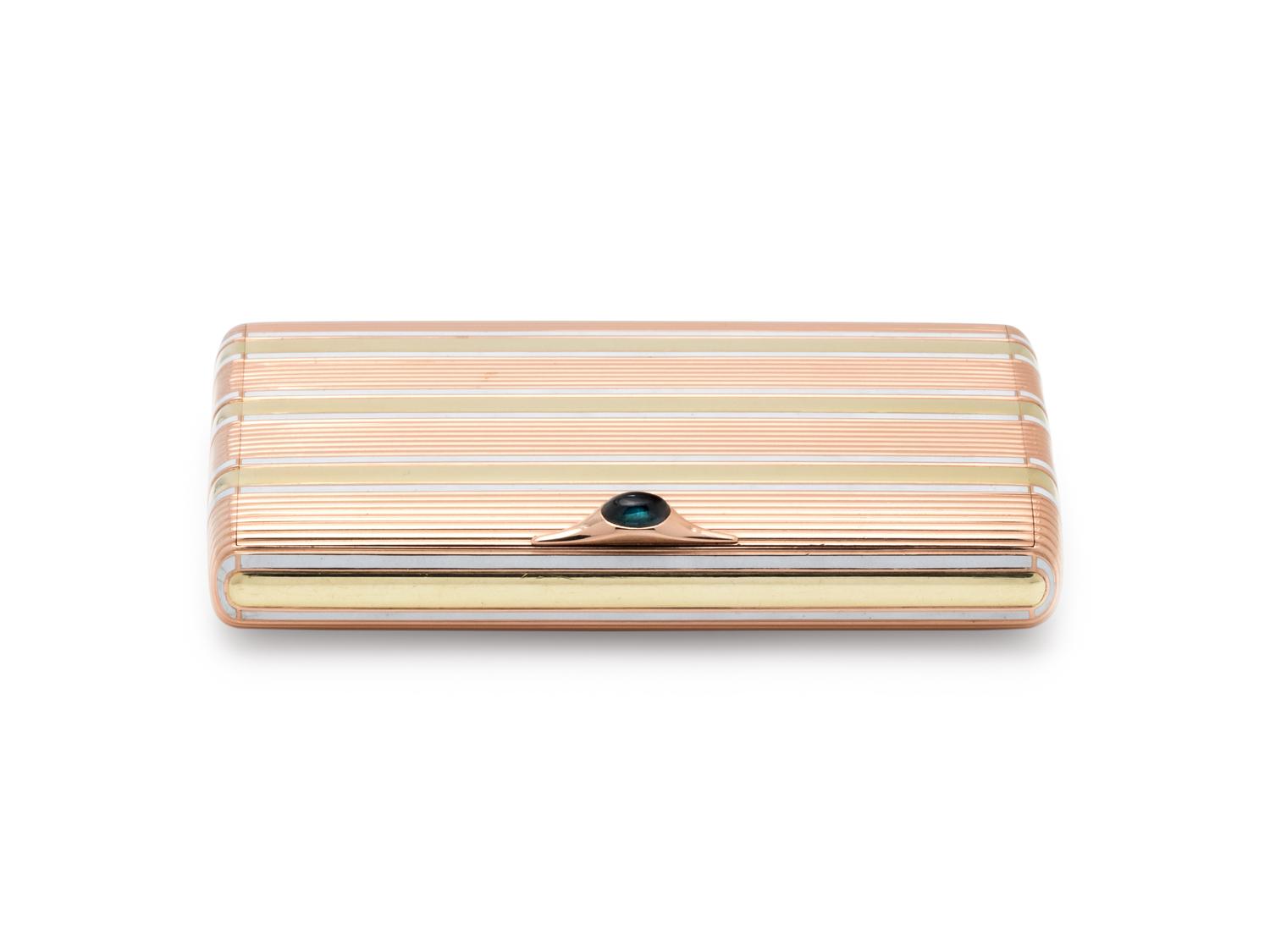 A Russian Vari-Color Gold and Enamel Cigarette Case