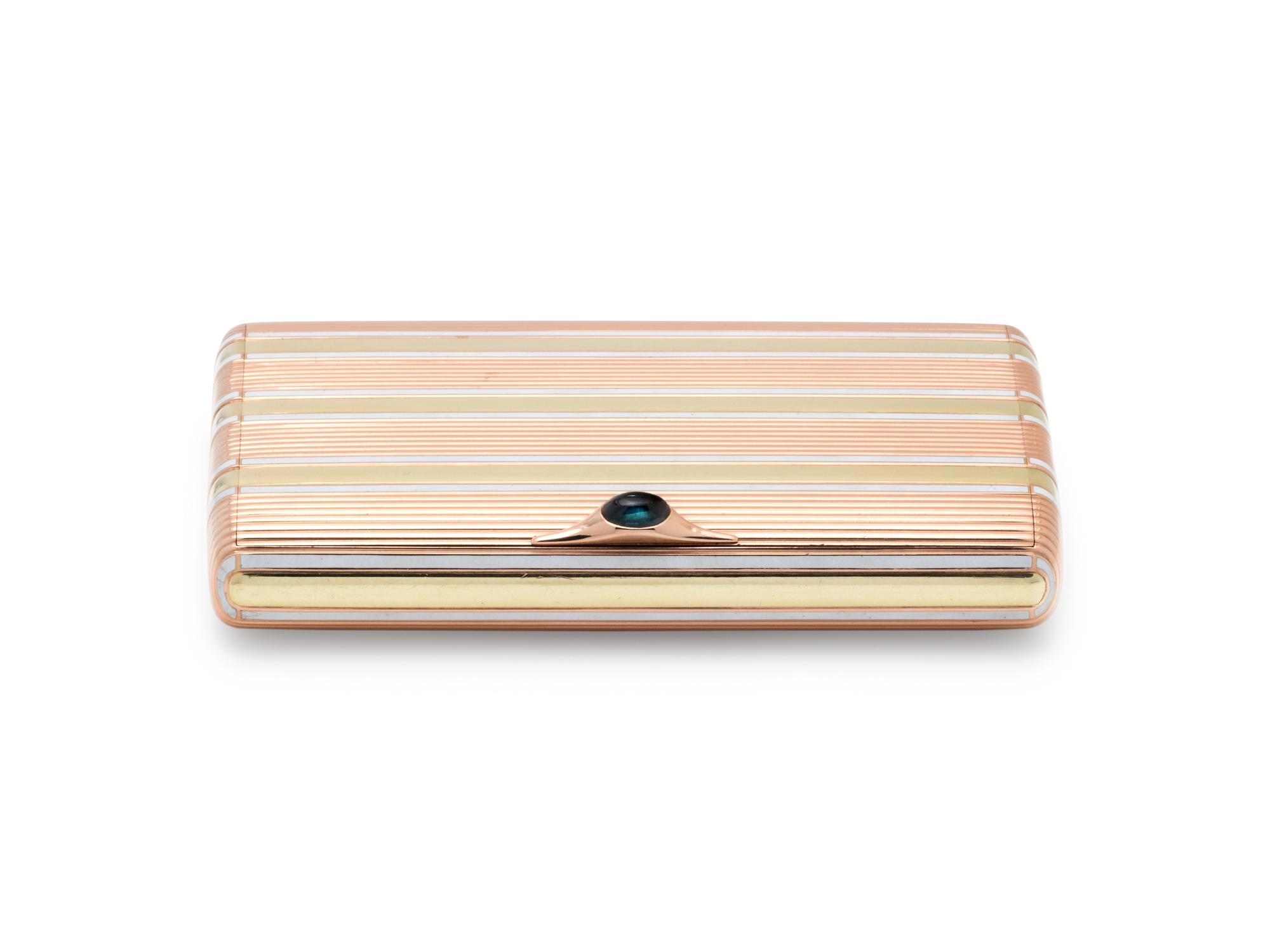 A Russian Vari-Color Gold and Enamel Cigarette Case