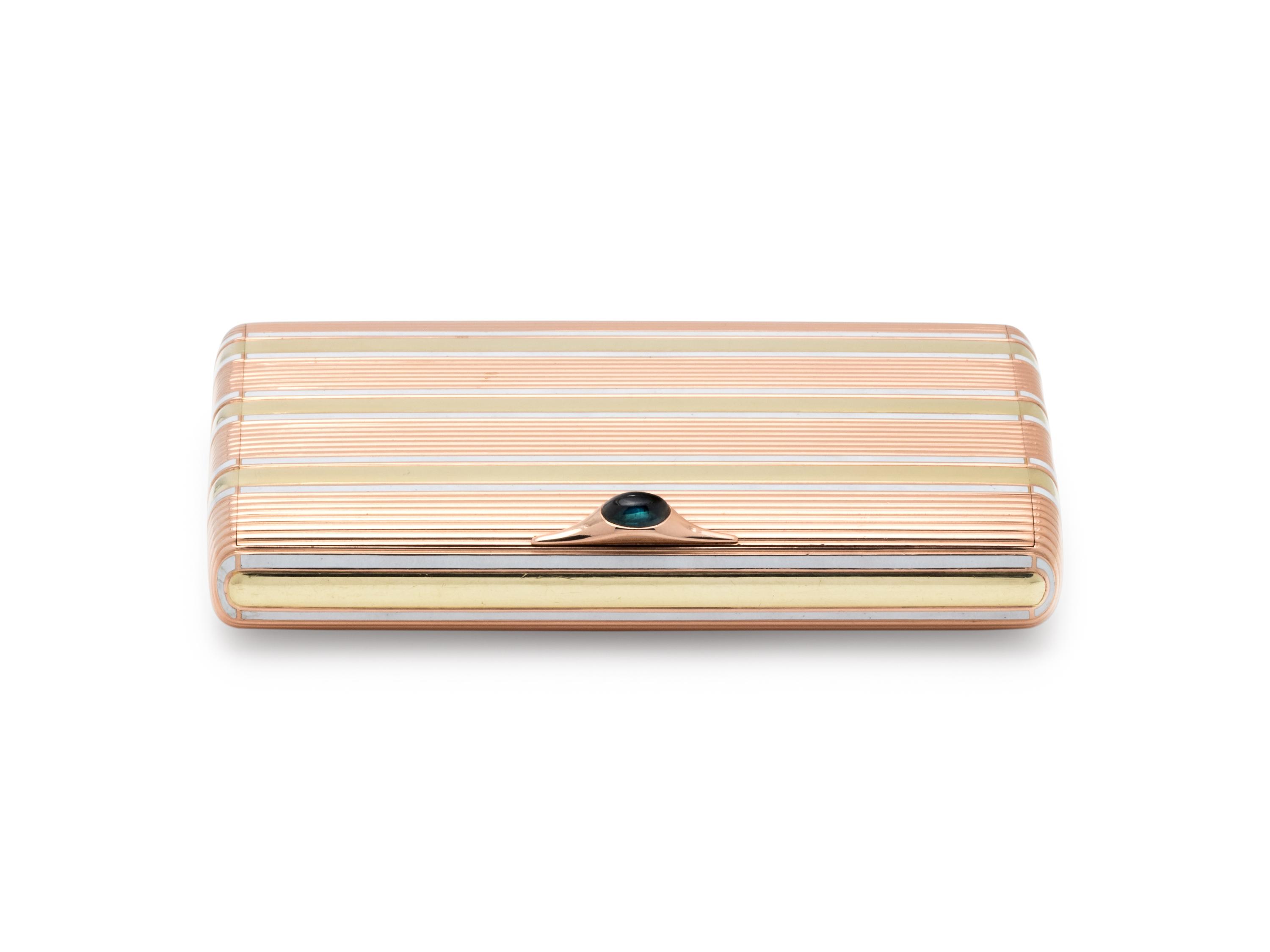 A Russian Vari-Color Gold and Enamel Cigarette Case