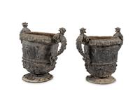 A Pair of Cast Metal Planters