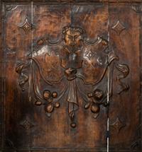 A Near Pair of Late Gothic Walnut and Oak Choir Stalls
