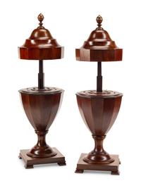 A Pair of English Mahogany Cutlery Urns