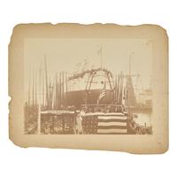 [Early Photography] Group of 39 photographs with Naval interest, including views of the Naval Academy and USS Massachusetts