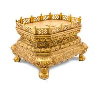 A Gilt Bronze Hexagonal Stand Height 6 7/8 x width 8 1/2 inches.