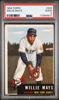 A 1953 Topps Willie Mays Baseball Card No. 244 (PSA 2 GOOD)