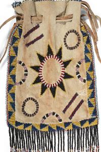 Apache Beaded Hide Drawstring Bag