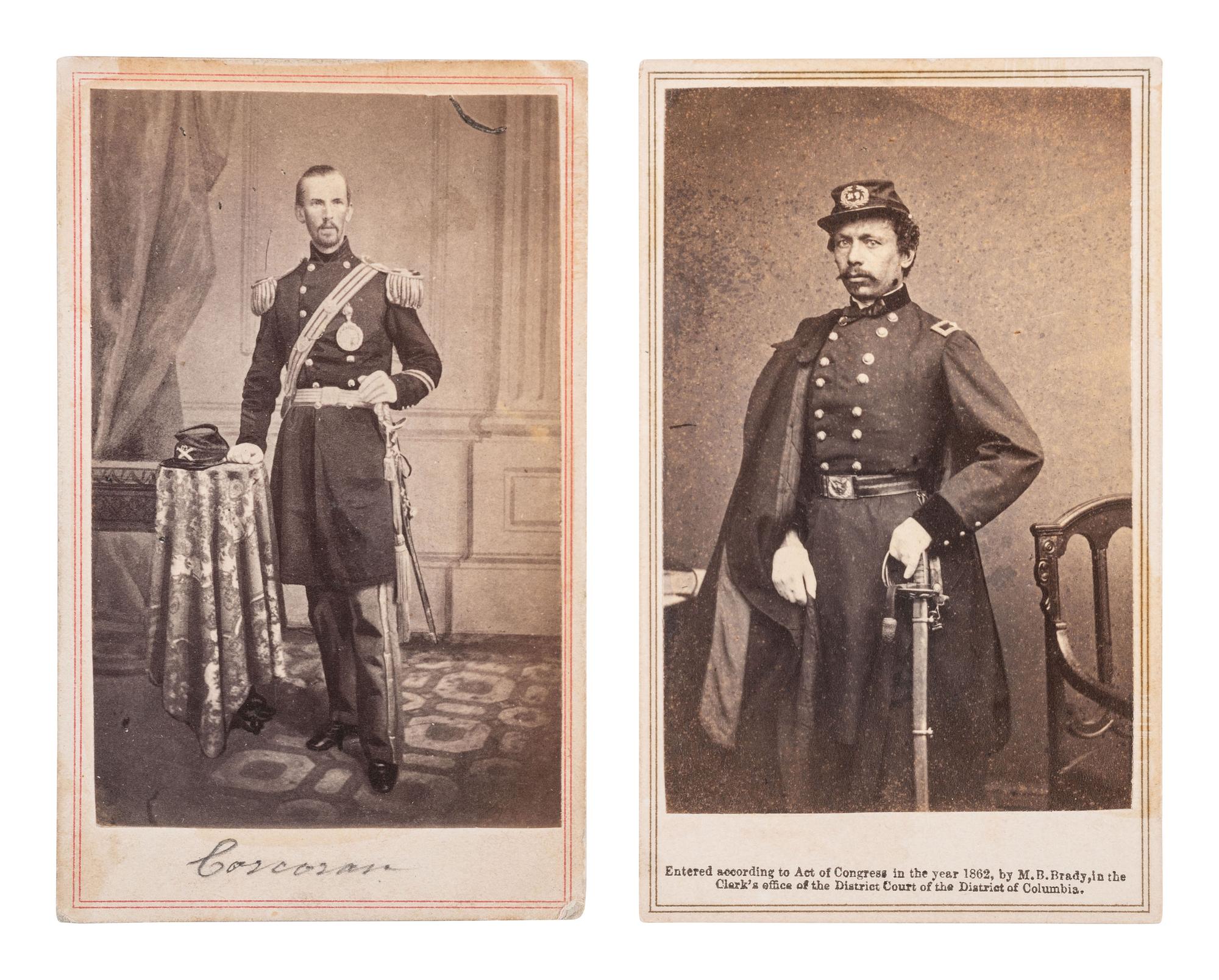 [CIVIL WAR]. 2 CDVs of Union generals, Michael CORCORAN & Julius H. STAHEL.