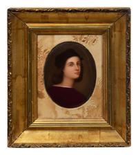 A Grand Tour Painted Porcelain Portrait Plaque of Raphael as a Young Man