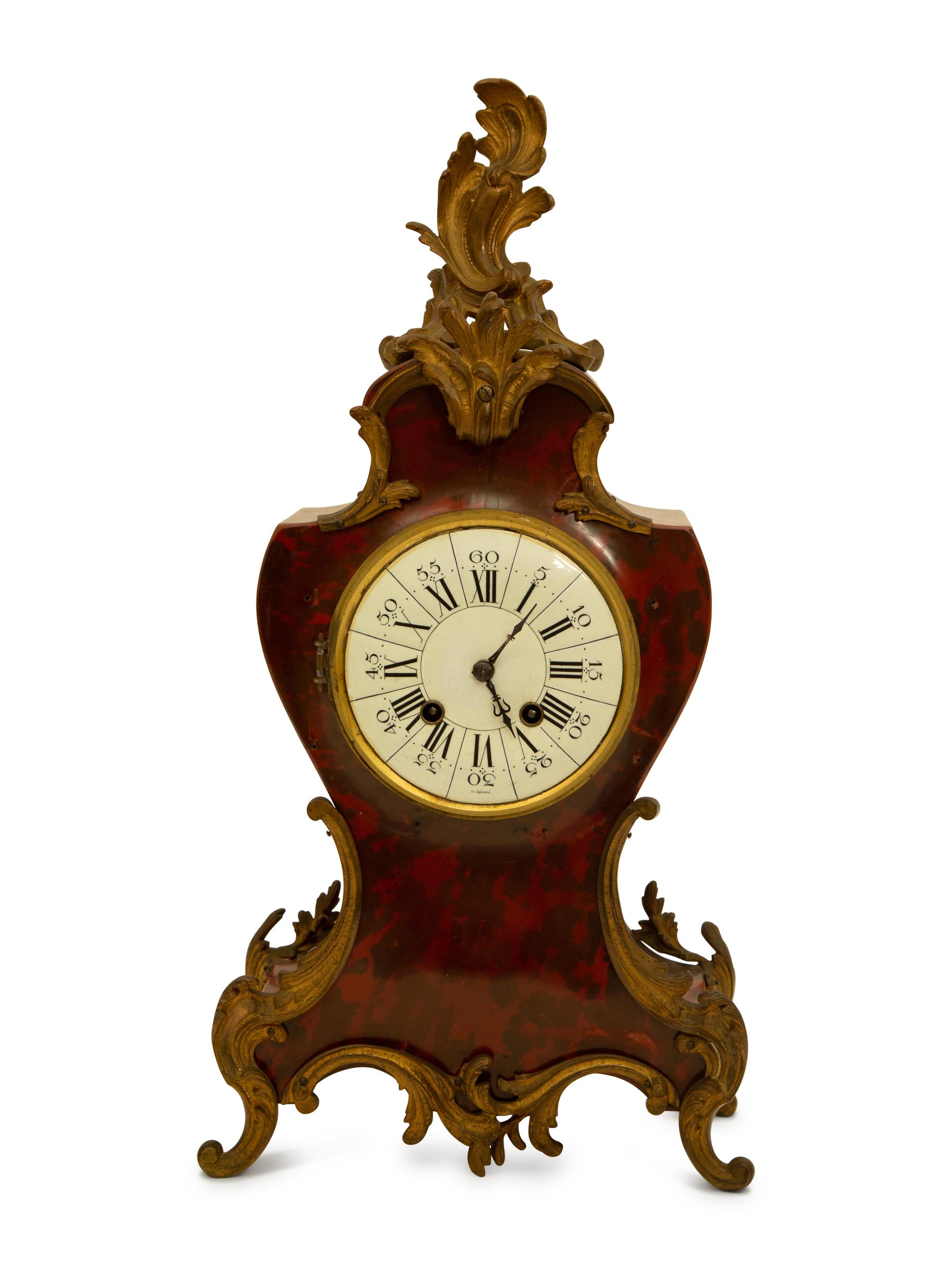 A Louis XV Style Faux Tortoiseshell Shelf Clock