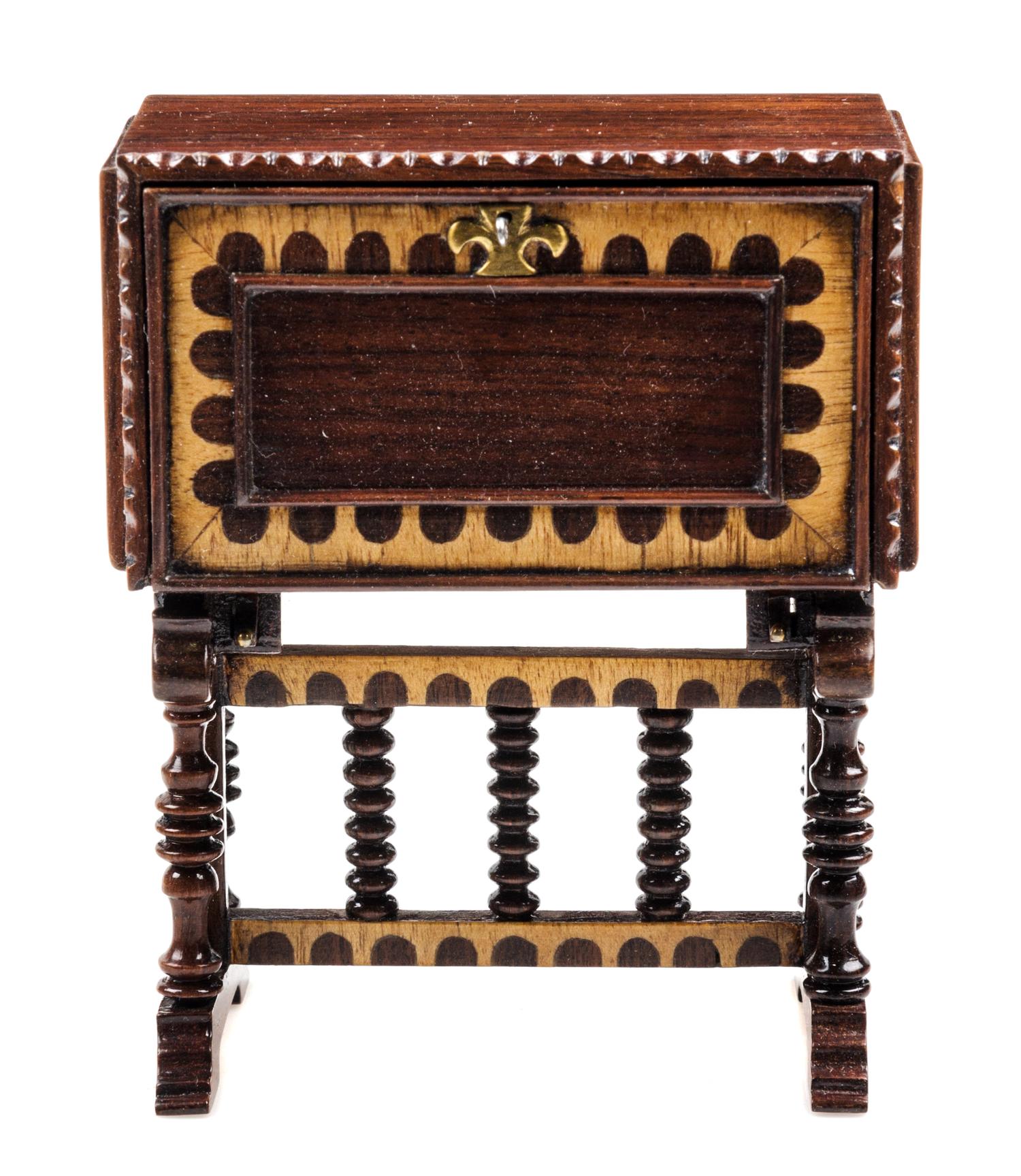 A Spanish Style Mahogany and Fruitwood Vargueno Height 3 7/8 x width 3 1/4 x depth 1 3/4 inches. — John Davenport, January 1983